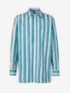 Bottega Veneta Printed Cotton Shorts In Print Of Hand Drawn Swimmers In Striped Formation