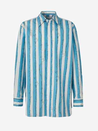 Bottega Veneta Printed Cotton Shorts In Print Of Hand Drawn Swimmers In Striped Formation