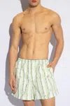 Bottega Veneta Green Shorts With All-over Divers Print In Polyamide Man In Green