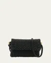 Bottega Veneta Swing Intreccio Flap Shoulder Bag In Inkwell-medium Brass