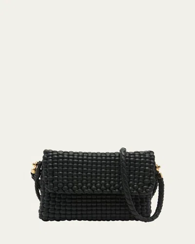 Bottega Veneta Swing Intreccio Flap Shoulder Bag In Inkwell-medium Brass