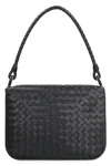 Bottega Veneta Swing Leather Messenger Bag In Black