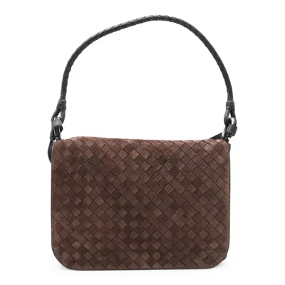 Bottega Veneta Swing Woven Shoulder Bag In Brown