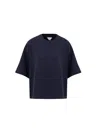 Bottega Veneta T-shirt Cropped Blue With Squadron  In Blu