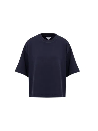 Bottega Veneta T-shirt Cropped Blue With Squadron