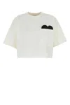 Bottega Veneta Women White Cotton Jersey Crop T-shirt In Neutral