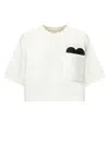 Bottega Veneta Heart-detail Cropped Jersey T-shirt In Chalk