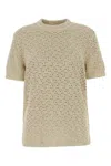 Bottega Veneta Crochet-knit Cotton T-shirt In Sand