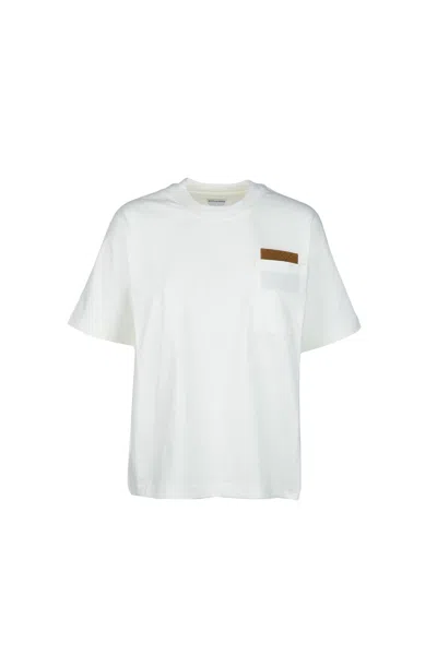 Bottega Veneta Pocket Detail Crew Neck Short Sleeve Top In White