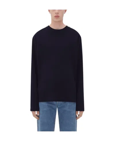 Bottega Veneta T-shirt With Round Neck And Long Sleeves In Black