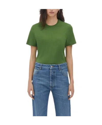 Bottega Veneta T-shirt With Round Neck In Green