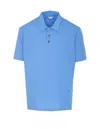 Bottega Veneta Polo Shirt With Ribbed Collar And Short Sleeves In Blue