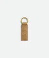 Bottega Veneta Woven Pattern Key Ring In Dark Praline