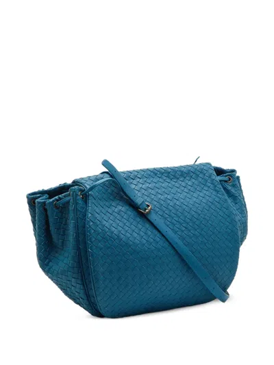 Pre-owned Bottega Veneta Tabita Intrecciato Shoulder Bag In Blue