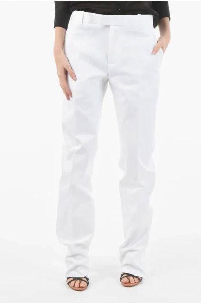 Bottega Veneta Tailored Trousers With Side Bellows Pockets And Pleats In White