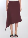 Bottega Veneta Womens Aubergine Sartorial Asymmetric Wool Midi Skirt In Red