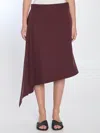 Bottega Veneta Womens Aubergine Sartorial Asymmetric Wool Midi Skirt