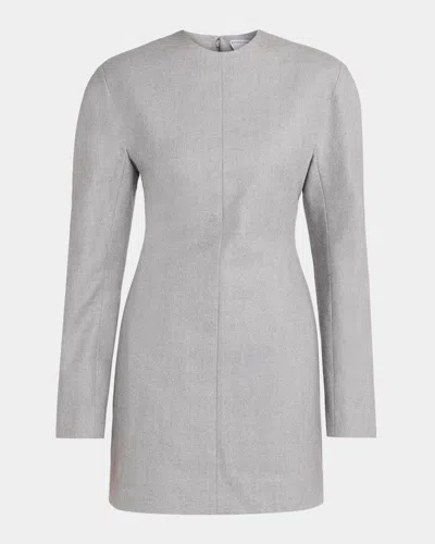 Bottega Veneta Tailored Wool Strong-shoulder Long-sleeve Mini Dress In Gray