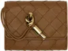 Bottega Veneta Tan Andiamo Small Envelope Card Holder In 2599 Cognac M Brass