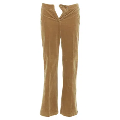 Pre-owned Bottega Veneta Tan Brown Velvet Piped Side Tab Pants It38 Xs