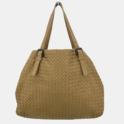 Pre-owned Bottega Veneta Tan Intrecciato Woven Nappa Leather Large Cesta Tote Bag