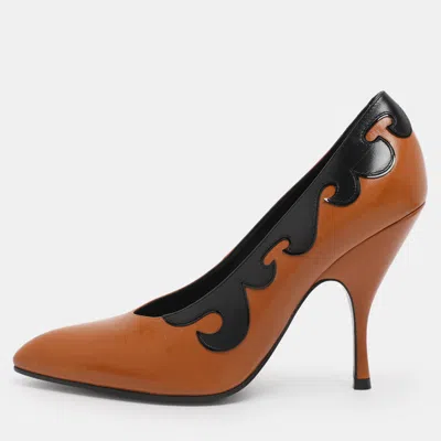 Pre-owned Bottega Veneta Tan Leather Pointed Toe Pumps Size 38 In Brown