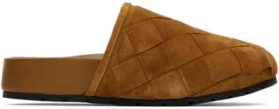 Bottega Veneta Tan Reggie Mules In 7665 Caramel