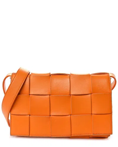 Bottega Veneta Cassette Maxi Leather Crossbody In Orange