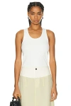 Bottega Veneta Ribbed Cotton-blend Jersey Tank Top In Chalk