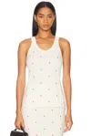 Bottega Veneta Womens Matches-intarsia Cotton-blend Knitted Tank Top Chalk-vernis In Chalk & Vernis