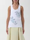Bottega Veneta Ribbed Cotton Tank Top With Beaded Embroidery In Weiss