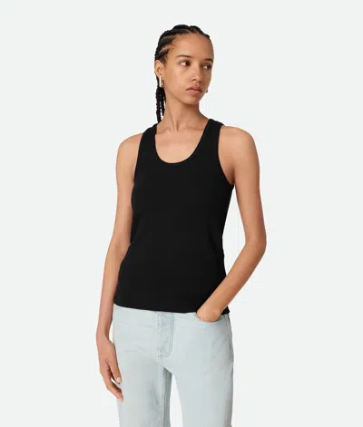 Bottega Veneta Stretch Rib Cotton Tank Top In Black