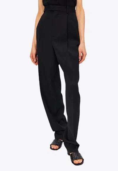 Bottega Veneta Tapered-leg Tailored Wool Pants In Black