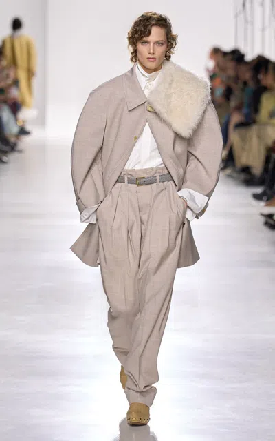 Bottega Veneta Tapered Wool Fresco Straight-leg Pants In White