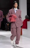 Bottega Veneta Tapered Wool Linen Melange Toile Wide-leg Pants In Pink