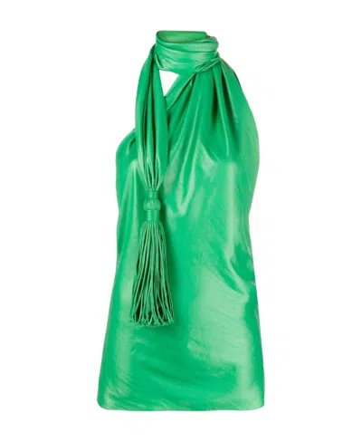Bottega Veneta Tassel-detail Halterneck Top In Green