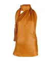 Bottega Veneta Tasseled Cintzed One-shoulder Top In Orange