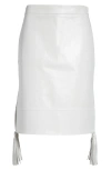 Bottega Veneta Leather Skirt With Tassel And Side Split In 9071 Chalk