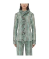 Bottega Veneta Tassel Plaid Casual Jacket In Gray
