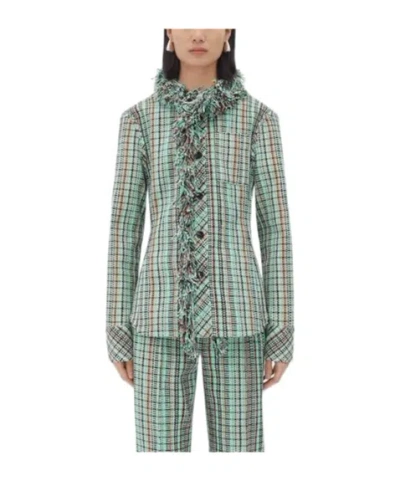 Bottega Veneta Tassel Plaid Casual Jacket In Gray