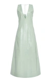 Bottega Veneta Tasseled Leather Midi Dress In Green