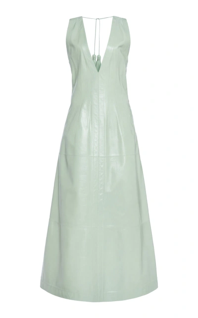 Bottega Veneta Tasseled Leather Midi Dress In Green