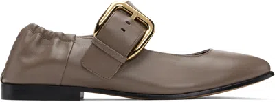 Bottega Veneta Taupe Astaire Mary-jane Ballerina Flats In Khaki
