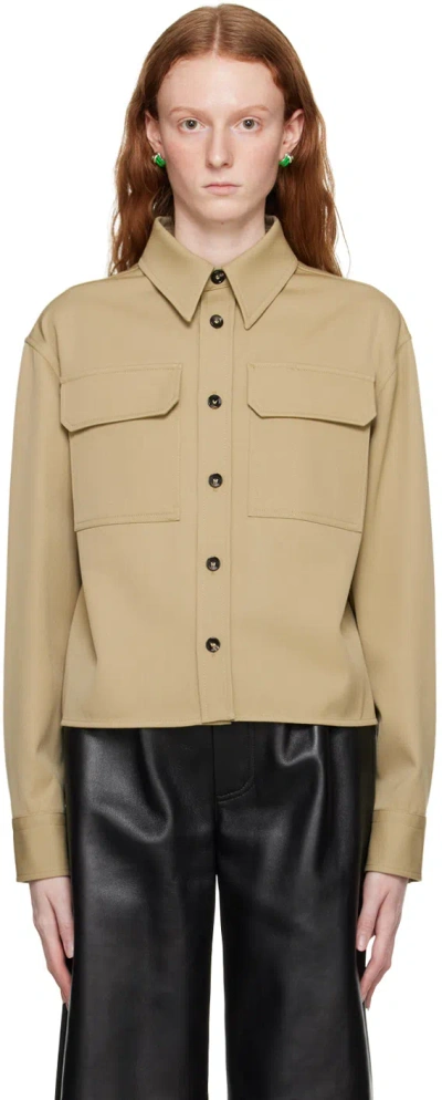 Bottega Veneta Taupe Flap Pocket Shirt In 3008 Travertine