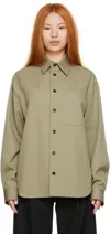Bottega Veneta Taupe Wool Shirt In 3008 Travertine