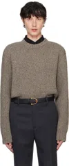 Bottega Veneta Taupe Wool Tailored Sweater In Riverbed Melange