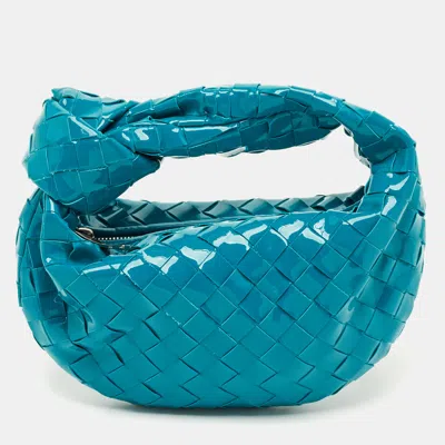 Pre-owned Bottega Veneta Teal Blue Intrecciato Leather Mini Bv Jodie Hobo