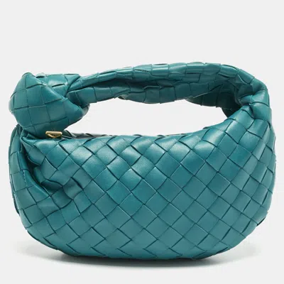 Pre-owned Bottega Veneta Teal Green Intrecciato Leather Mini Jodie Hobo