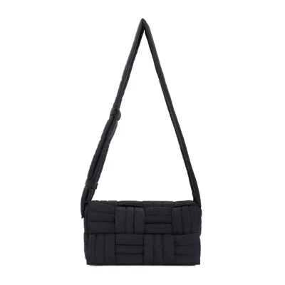 Bottega Veneta Tech Cassette Stitch Mini Shoulder Handbag In Black