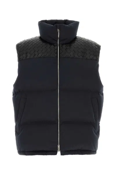 Bottega Veneta Mens Midnight Blue Padded High-neck Woven-down Gilet